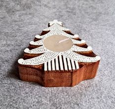 Handcrafted Wooden T Light Candle Decor Piece